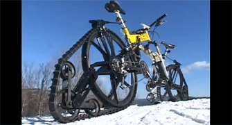 Bicicleta con tracción y esquí