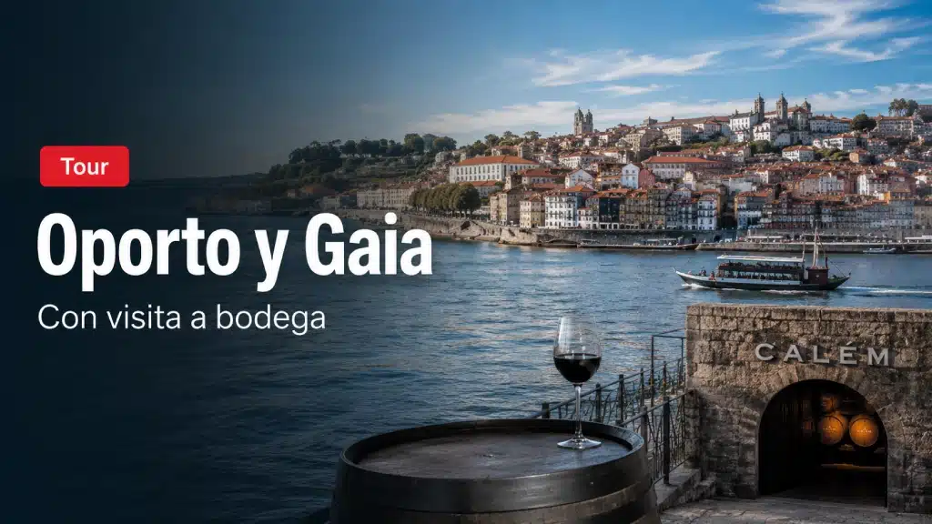Vista de Oporto y Vila Nova de Gaia con bodegas junto al río Duero