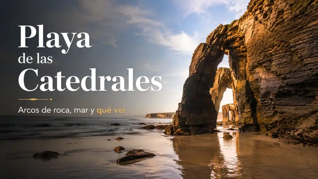 Playa de las Catedrales con arcos de roca en Galicia